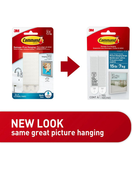 Tiradores de Pared Command 15 lb Blancos, 4 Pares, Resistentes al Agua