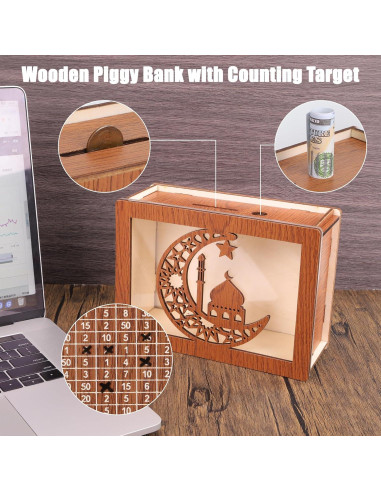 Hucha de Madera para Ahorro con Objetivo 1000 - Dong Yang