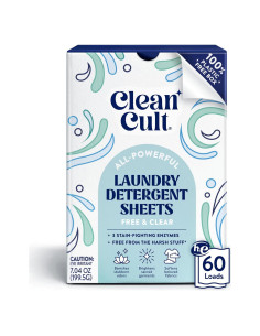 Hojas de detergente Cleancult - 60 cargas - Sin fragancia