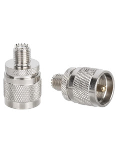 Adaptador Coaxial RF DHT UHF Macho PL259 a Mini UHF Hembra - Paquete de 2