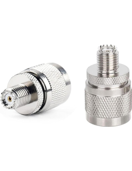 Adaptador Coaxial RF DHT UHF Macho PL259 a Mini UHF Hembra - Paquete de 2