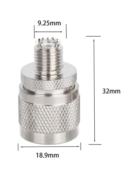 Adaptador Coaxial RF DHT UHF Macho PL259 a Mini UHF Hembra - Paquete de 2