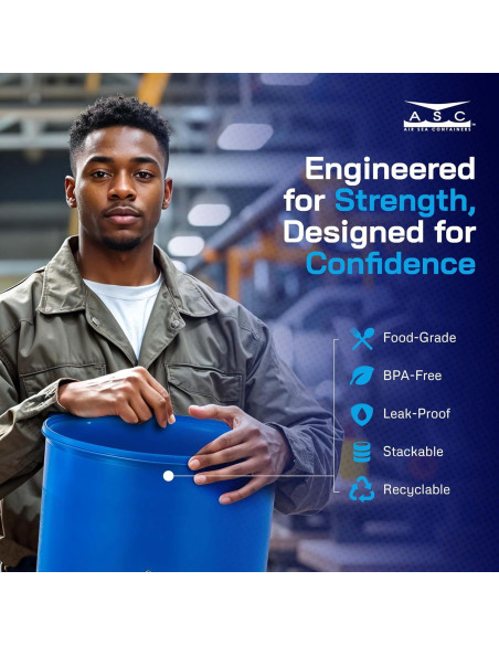 Tambor de Plástico HDPE 15 Galones Contenedores Aire Marítimo