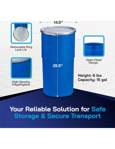 Tambor de Plástico HDPE 15 Galones Contenedores Aire Marítimo