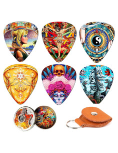 Paquete de 12 Púas de Guitarra Medianas Celuloide Mezcla-6