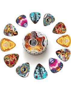 Paquete de 12 Púas de Guitarra Medianas Celuloide Mezcla-6 2