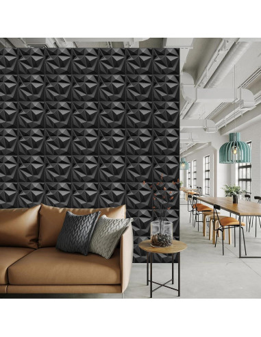 Paquete de 33 Paneles 3D Decorativos LEVOWAY 30.48cm Negro