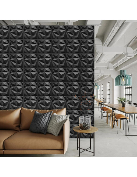 Paquete de 33 Paneles 3D Decorativos LEVOWAY 30.48cm Negro
