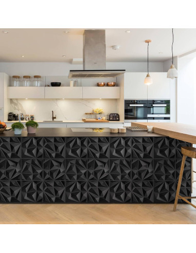 Paquete de 33 Paneles 3D Decorativos LEVOWAY 30.48cm Negro