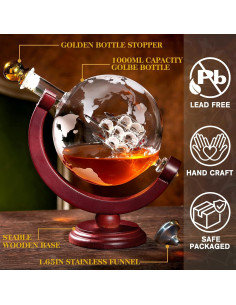 Decantador de Whisky Globo PONPUR 1000ml con Bandeja y Embudo 2