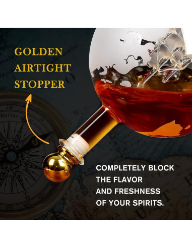 Decantador de Whisky Globo PONPUR 1000ml con Bandeja y Embudo