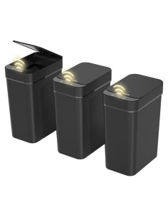 Set de 3 botes de basura automáticos Aimashi 9.84L negro