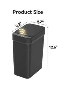 Set de 3 botes de basura automáticos Aimashi 9.84L negro 2