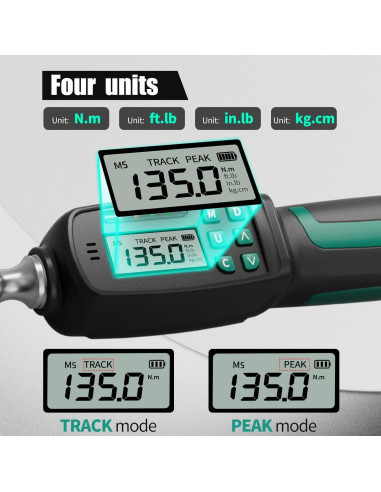 Llave de Torque Digital XLIT 1/2" 6.8-135 Nm Precisión +/-2%