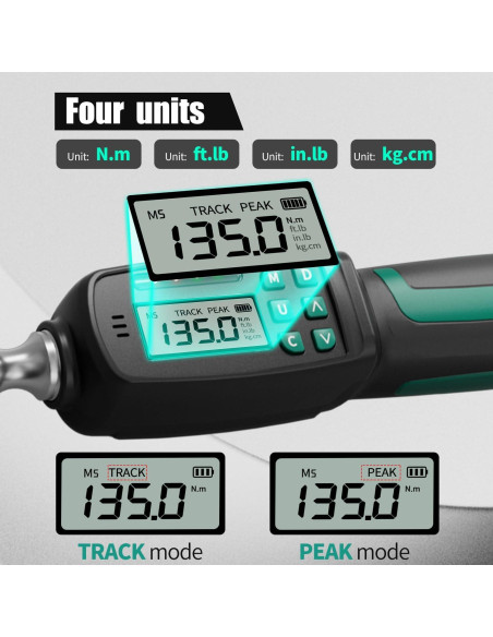 Llave de Torque Digital XLIT 1/2" 6.8-135 Nm Precisión +/-2%