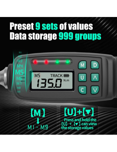 Llave de Torque Digital XLIT 1/2" 6.8-135 Nm Precisión +/-2%