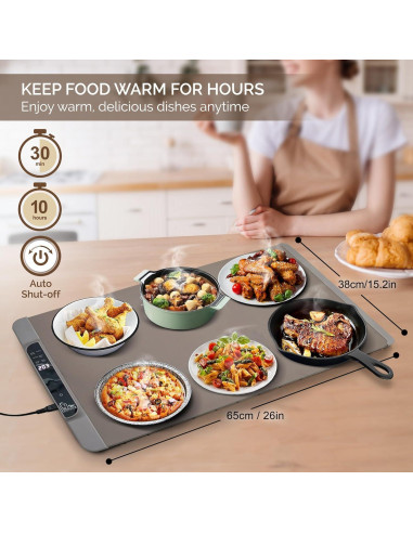 Alfombrilla Calentadora de Comida EXHOCO 250W Silicona Gris