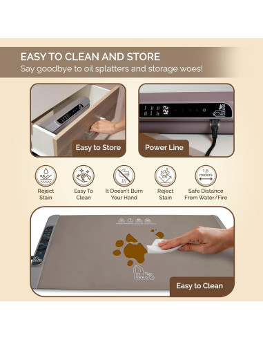 Alfombrilla Calentadora de Comida EXHOCO 250W Silicona Gris