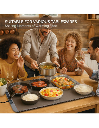 Alfombrilla Calentadora de Comida EXHOCO 250W Silicona Gris