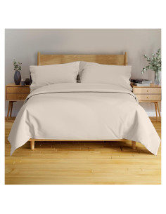 Conjunto de Sábanas BAMPURE Queen 100% Viscosa de Bambú Beige