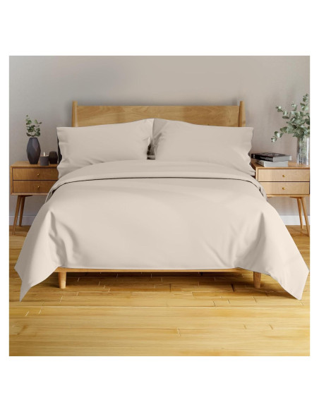 Conjunto de Sábanas BAMPURE Queen 100% Viscosa de Bambú Beige