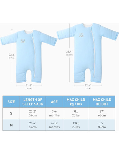 Saco de dormir Knirose algodón premium 3-6 meses azul