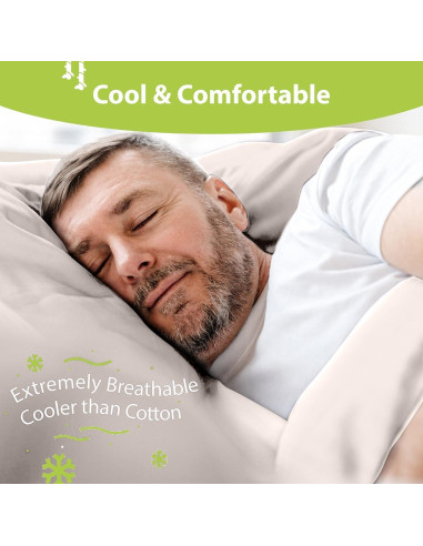 Conjunto de Sábanas BAMPURE Queen 100% Viscosa de Bambú Beige