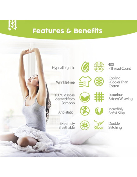 Conjunto de Sábanas BAMPURE Queen 100% Viscosa de Bambú Beige