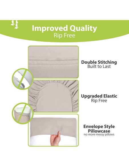 Conjunto de Sábanas BAMPURE Queen 100% Viscosa de Bambú Beige