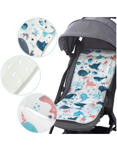 Almohadilla para Asiento de Cochecito Universal Bebé Algodón 33x75cm