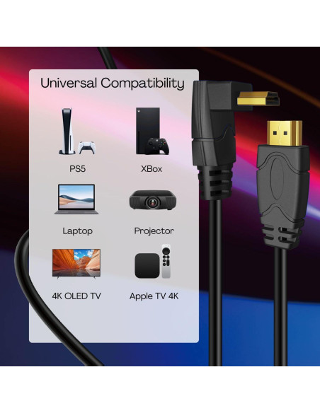 Cable HDMI TNP 4K Ángulo Derecho 0.91m Alta Velocidad 18Gbps