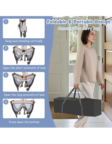 Cuna portátil 4 en 1 BABY JOY Elefante Colorido con dosel