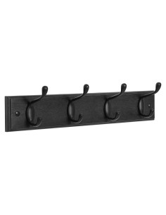 Perchero de Pared SONGMICS Negro con 4 Ganchos Dobles