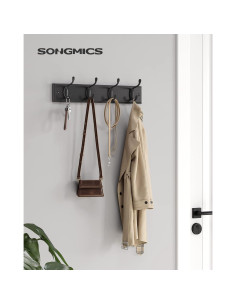 Perchero de Pared SONGMICS Negro con 4 Ganchos Dobles 2