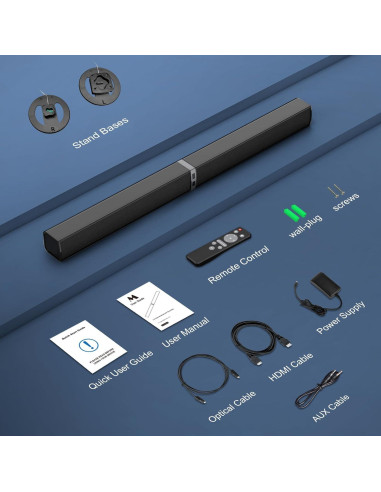 Barra de Sonido MZEIBO 80W Bluetooth para TV Inteligente