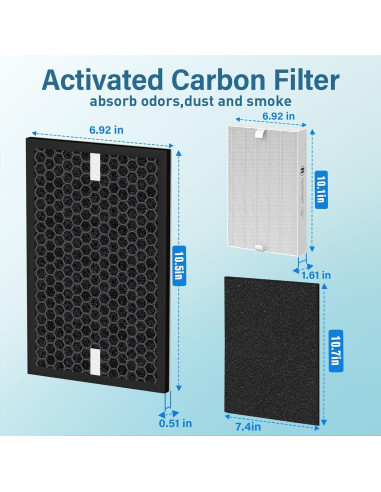 Filtro de Aire HPA5100 Honeywell - 2 Filtros R, 2 A, 2 Carbono