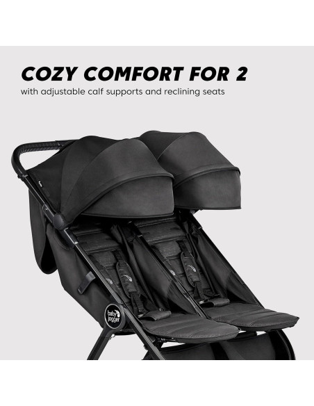 Cochecito Doble City Tour 2 Baby Jogger Negro Acolchado