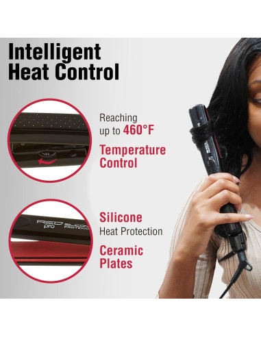 Plancha de Pelo Pro Roja Kiss 1 Pulgada Ajustable Silicona