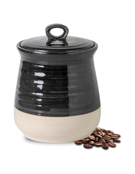 Tarro de Almacenamiento de Cerámica Hasense 1.04L Negro