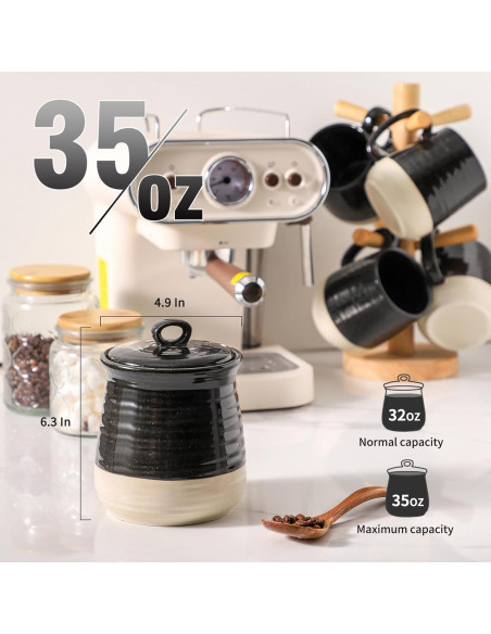 Tarro de Almacenamiento de Cerámica Hasense 1.04L Negro
