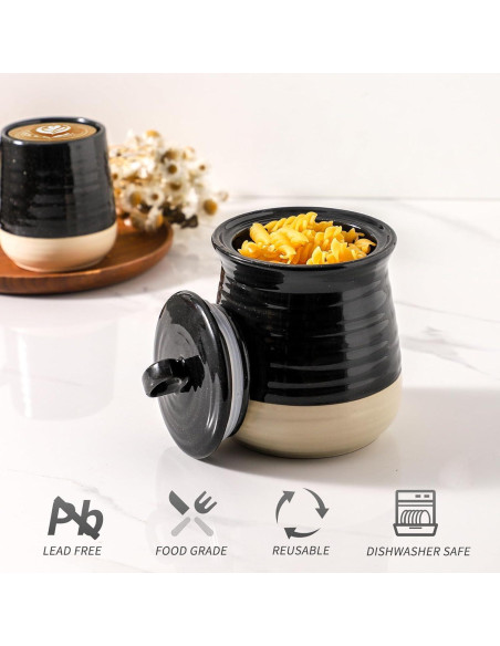 Tarro de Almacenamiento de Cerámica Hasense 1.04L Negro
