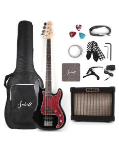 Guitarra Bajo Eléctrica Fojill 4 Cuerdas Completo con Amplificador 10W
