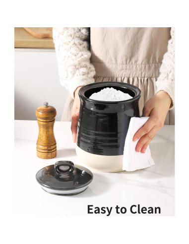 Tarro de Almacenamiento de Cerámica Hasense 1.04L Negro