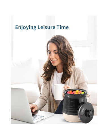 Tarro de Almacenamiento de Cerámica Hasense 1.04L Negro