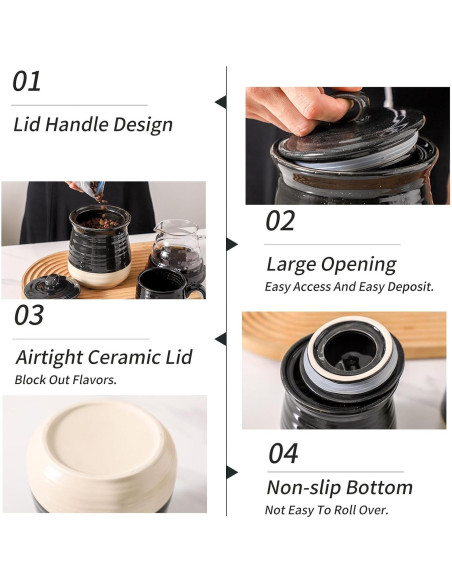 Tarro de Almacenamiento de Cerámica Hasense 1.04L Negro