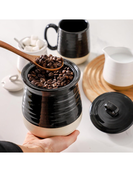 Tarro de Almacenamiento de Cerámica Hasense 1.04L Negro