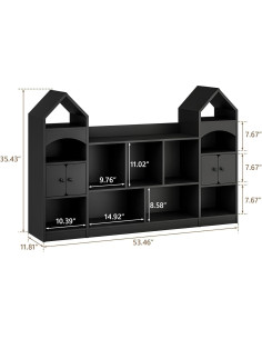 Estante de Libros Castillo Vabches Negro 3 Estantes 90 cm 2