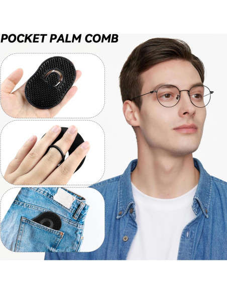 Peine de Palma Portátil Tenalleys - 10 Pcs Negro para Cabello y Barba Peine de Palma Portátil Tenalleys - 10 Pcs Negro para Cabello y Barba