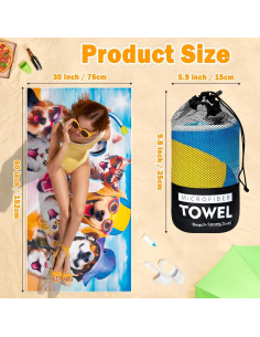 Toalla de Playa Grande FMuimshouwo Gatos y Perros 76x152 cm 2