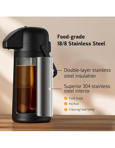 Jarra Térmica Geouja 3L Negra con Bomba - Aislante 24h